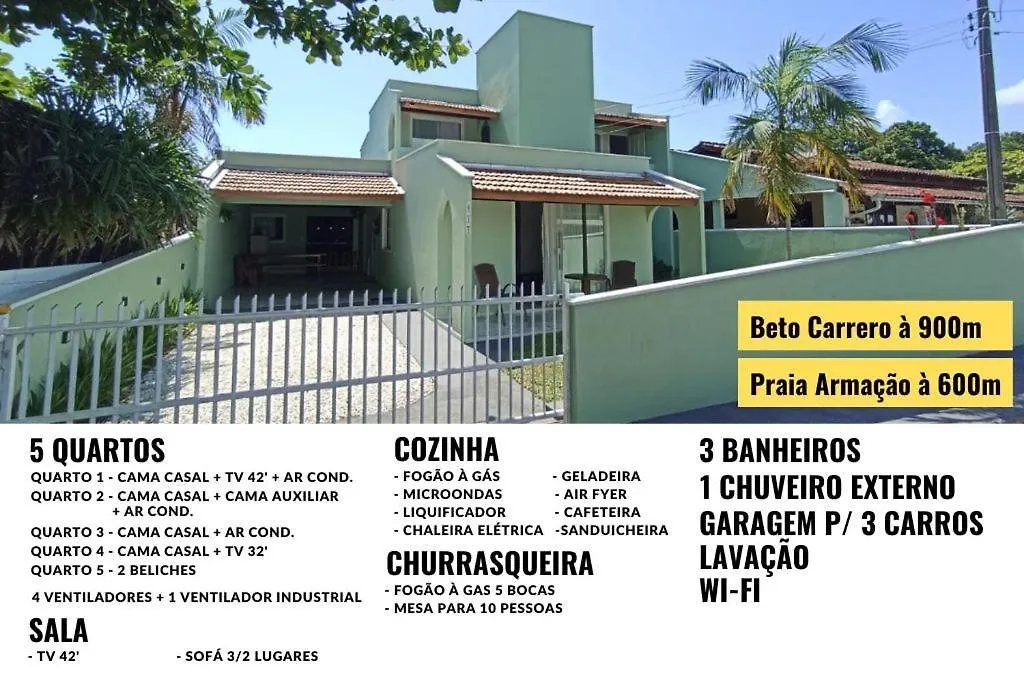 Casa 5 Quartos A 600M Praia E Proximo Beto Carrero بنها البرازيل